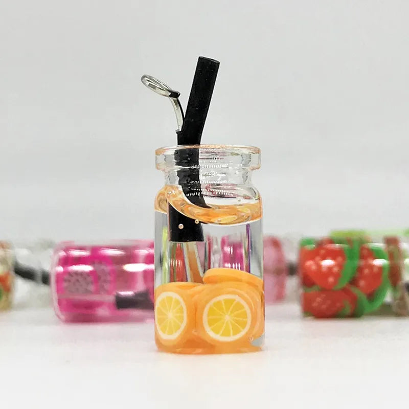 8pcs Dollhouse Miniature Food Mini Resin Fruit Bottle Simulation Drinks Model Toys Fruit Drink Play Dollhouse Dolls Accessories