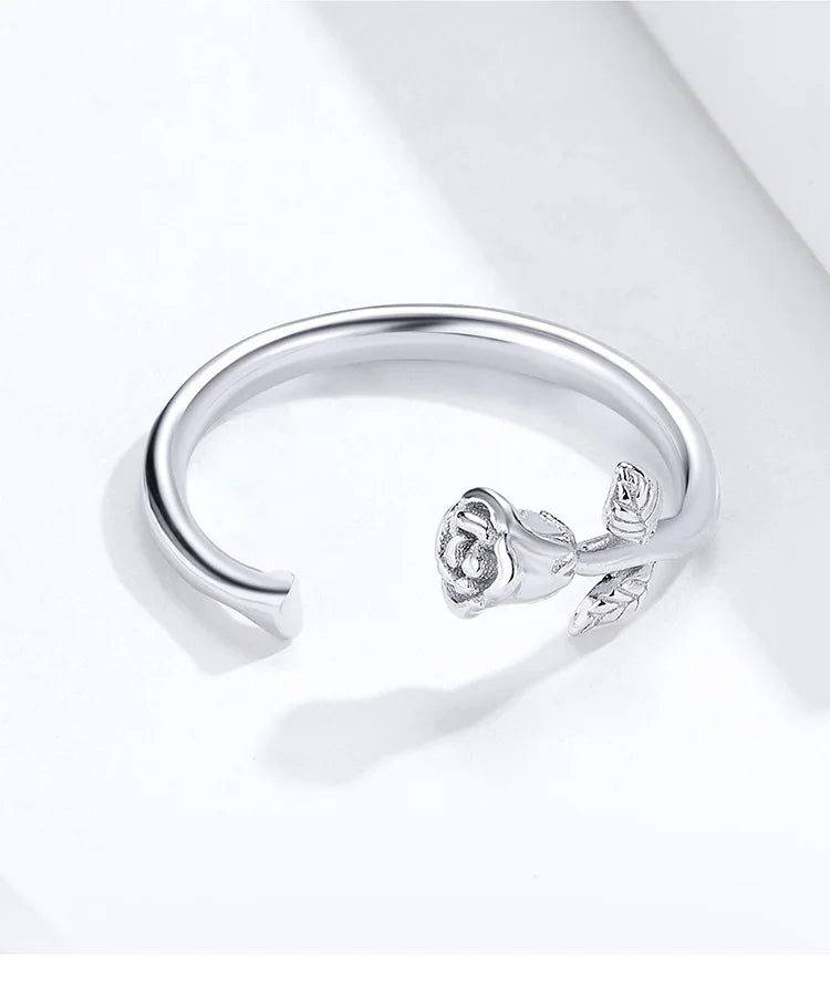 WOSTU Real 925 Sterling Silver Open Ring Finger Adjustable Size Wedding Rings For Women Engagement Fashion Silver Jewelry Gift
