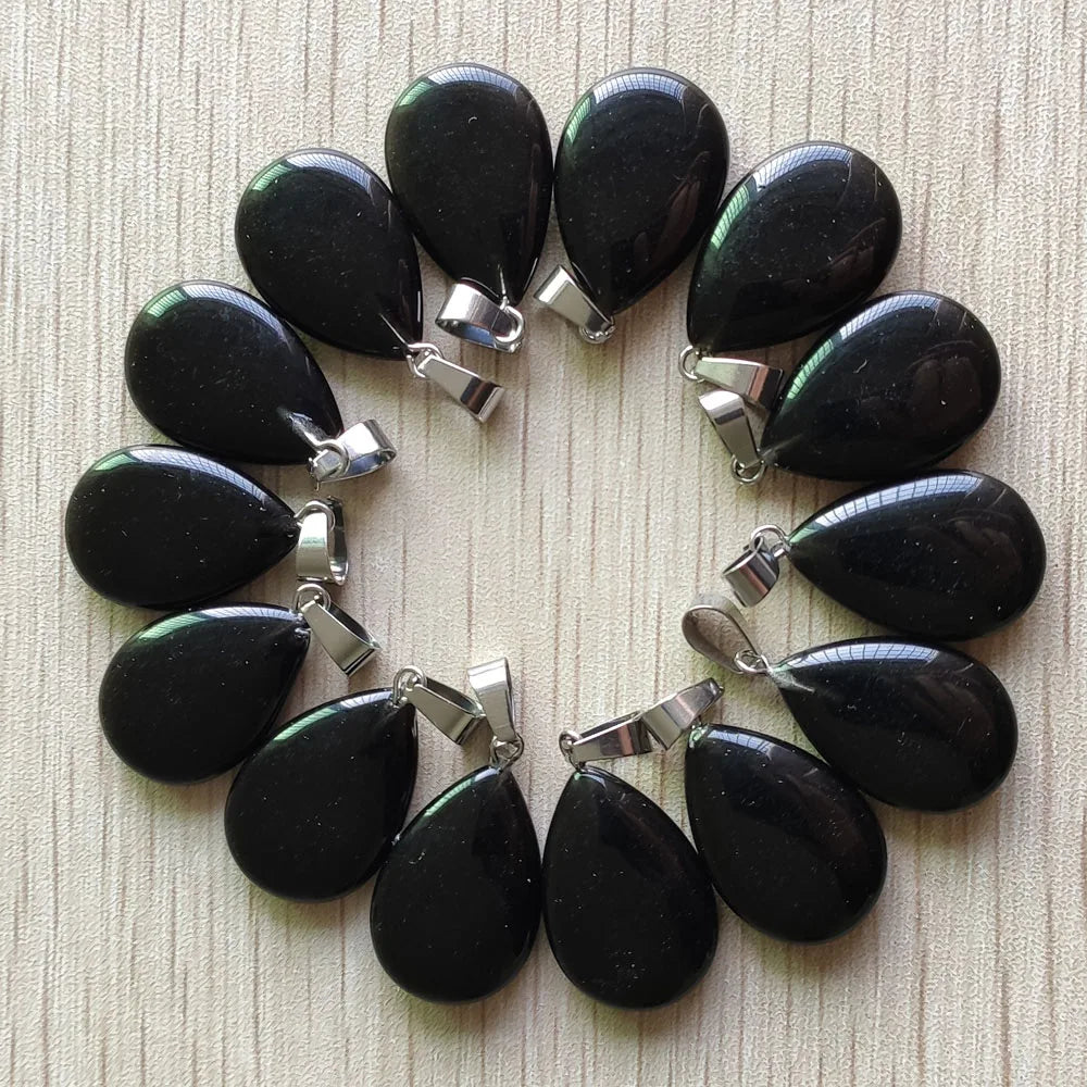 Wholesale 50pcs/lot 2023 trendy hot sell natural stone water drop shape pendants  charms for Necklaces making Fast shipping