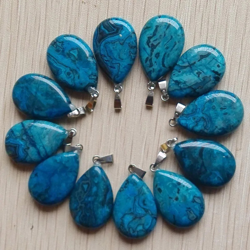 Wholesale 50pcs/lot 2023 trendy hot sell natural stone water drop shape pendants  charms for Necklaces making Fast shipping