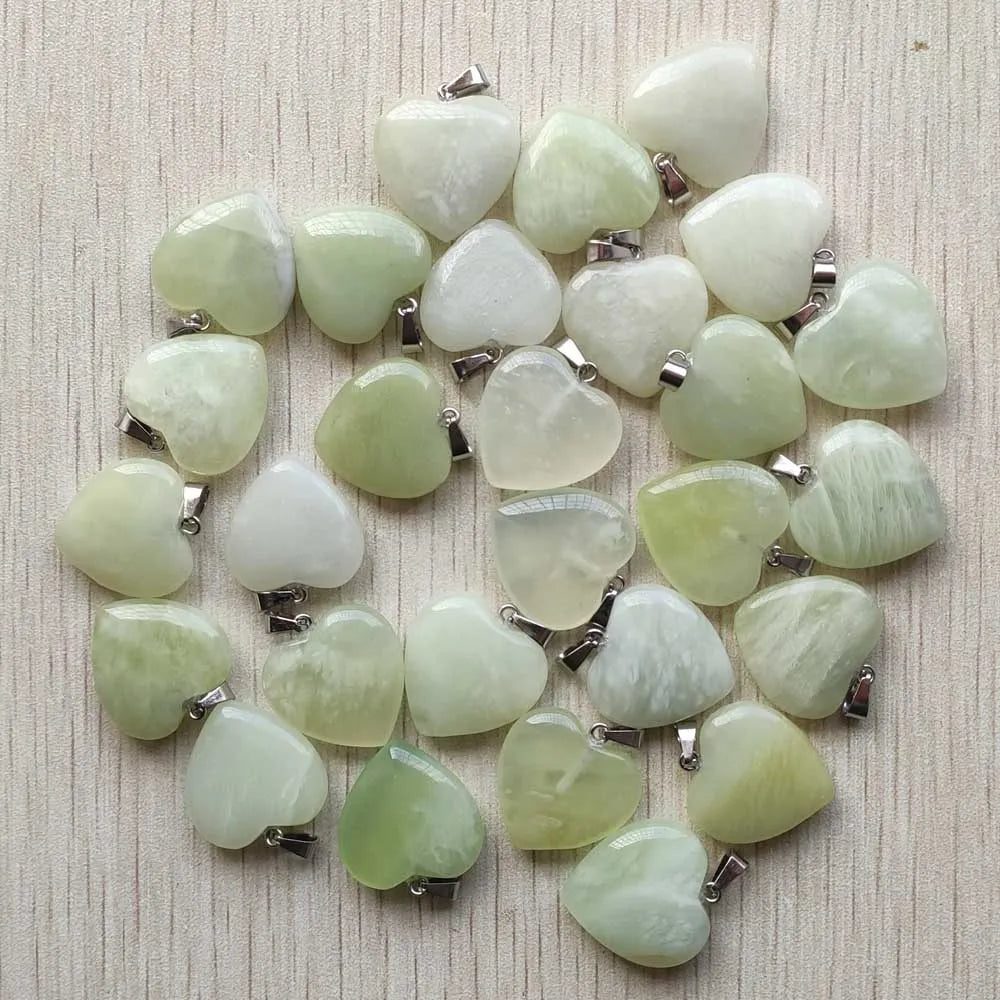 Wholesale 50pcs/lot Assorted Heart Natural Stone Charms Fashion Pendants 20mm for Jewelry Accessories Making Good Quality
