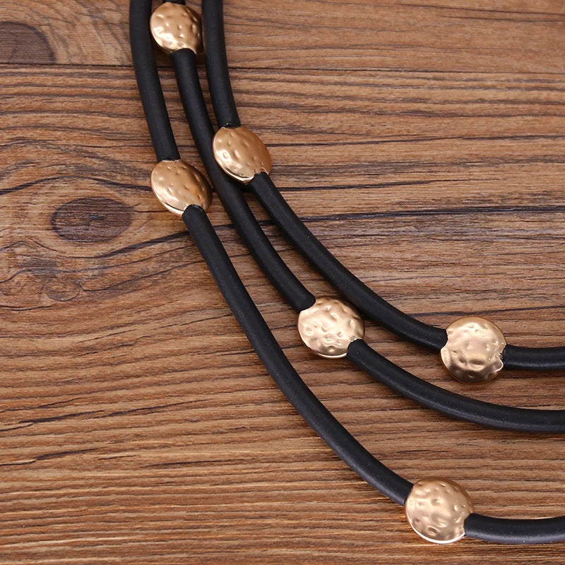 STRATHSPEY Fashion New Long Irregular Copper Tube Necklace For Women Statement Chunky Multi Lay Jewelry