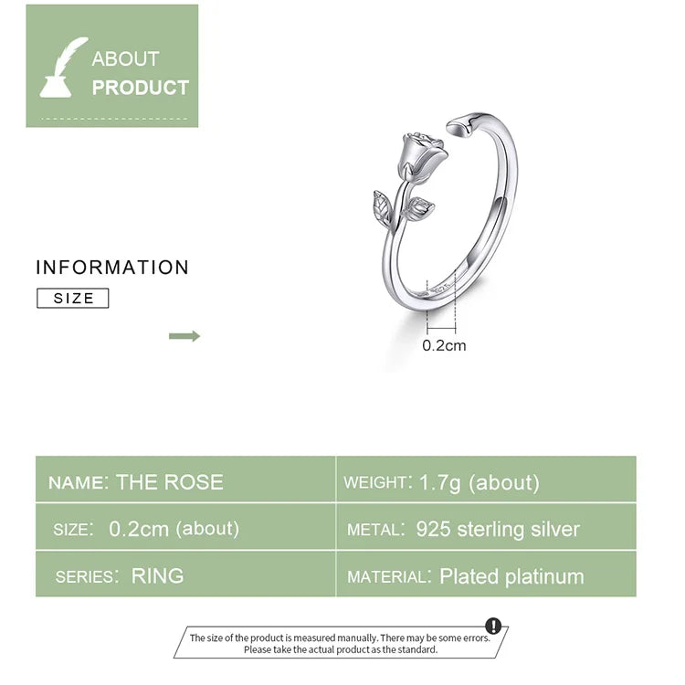 WOSTU Real 925 Sterling Silver Open Ring Finger Adjustable Size Wedding Rings For Women Engagement Fashion Silver Jewelry Gift