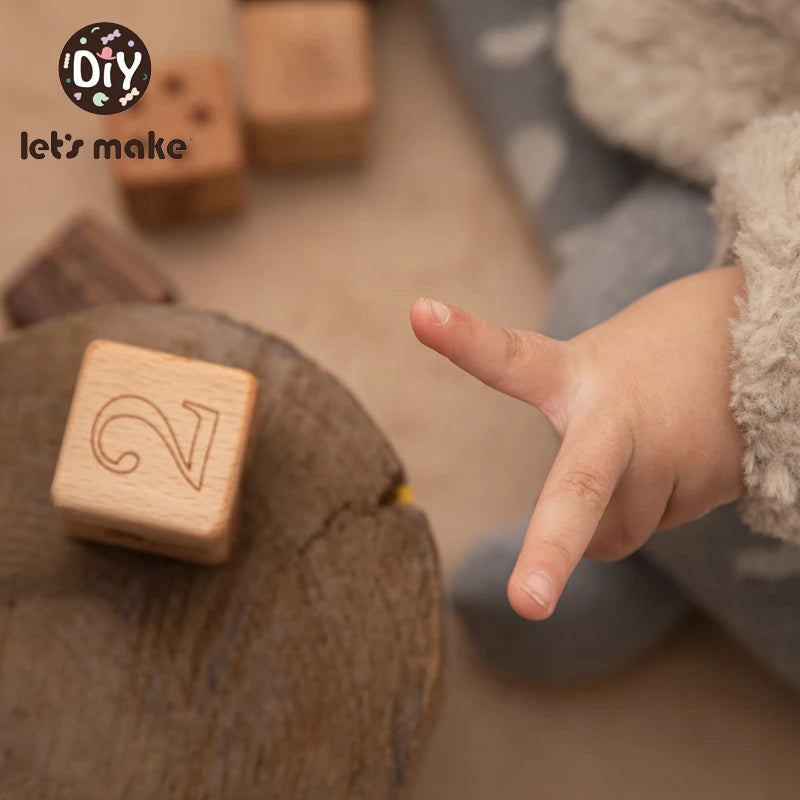 10pcs Baby Wooden Toys Educational Building Blocks 3D Stacking Block Teaching Numbers English Early Education Montessori Toys