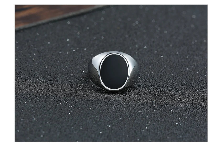 Vnox Gothic Punk Rings for Men Signet Rings Round Square Top Stamp Finger Band Chunky Boys Teens Rock Jewelry Fraternal Rings