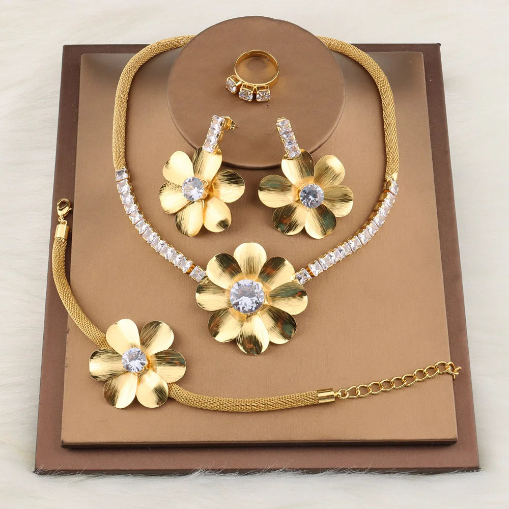 Jewelry For Women 2025 Brilliant Cubic Zircon Necklace Earrings Ring and Bracelet Wedding Bridal Jewelry Sets Dress Accessories