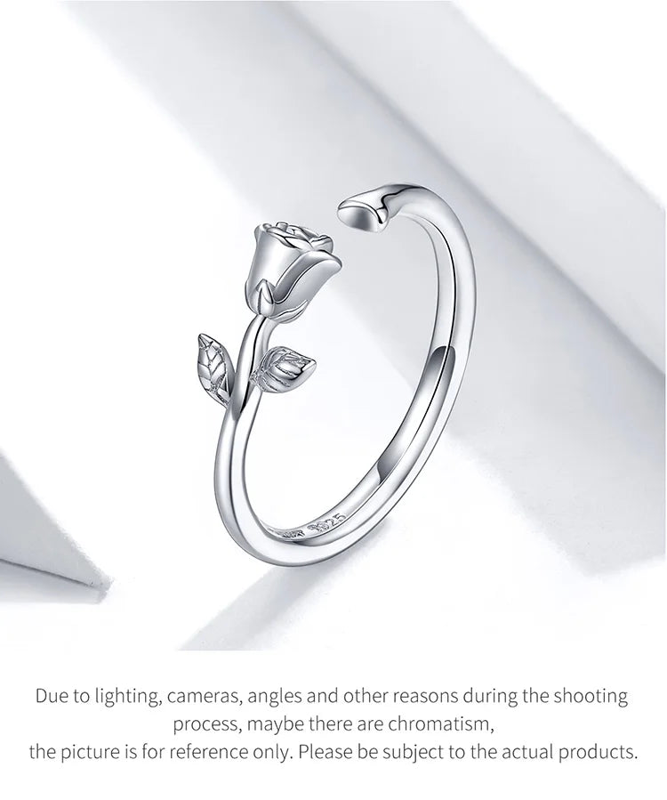 WOSTU Real 925 Sterling Silver Open Ring Finger Adjustable Size Wedding Rings For Women Engagement Fashion Silver Jewelry Gift