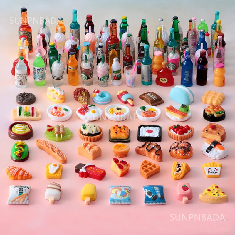 Cute Miniature Dollhouse Supermarket Food Snacks Mini Cake Wine Drink for Blyth BJD Doll Kitchen Accessories