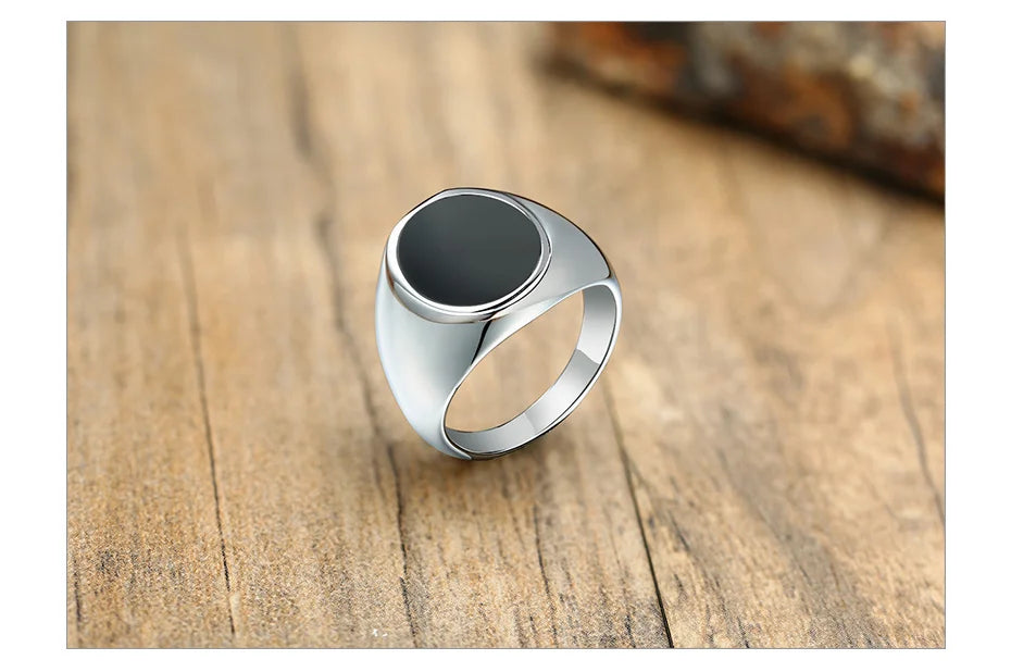 Vnox Gothic Punk Rings for Men Signet Rings Round Square Top Stamp Finger Band Chunky Boys Teens Rock Jewelry Fraternal Rings