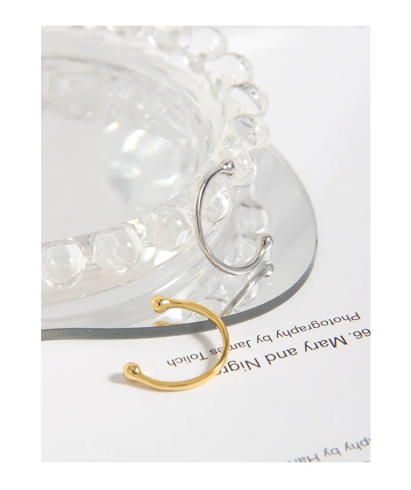 F.I.N.S Minimalist S925 Sterling Silver Geometric Small Bead Open Line Ring Stacking Knuckle Adjustable Finger Rings Fine Jewels