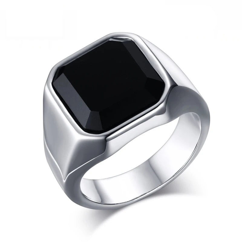 Vnox Gothic Punk Rings for Men Signet Rings Round Square Top Stamp Finger Band Chunky Boys Teens Rock Jewelry Fraternal Rings