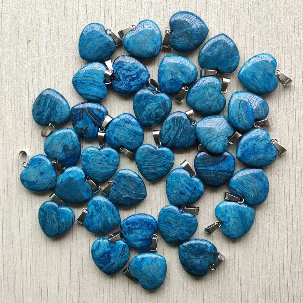 Wholesale 50pcs/lot Assorted Heart Natural Stone Charms Fashion Pendants 20mm for Jewelry Accessories Making Good Quality