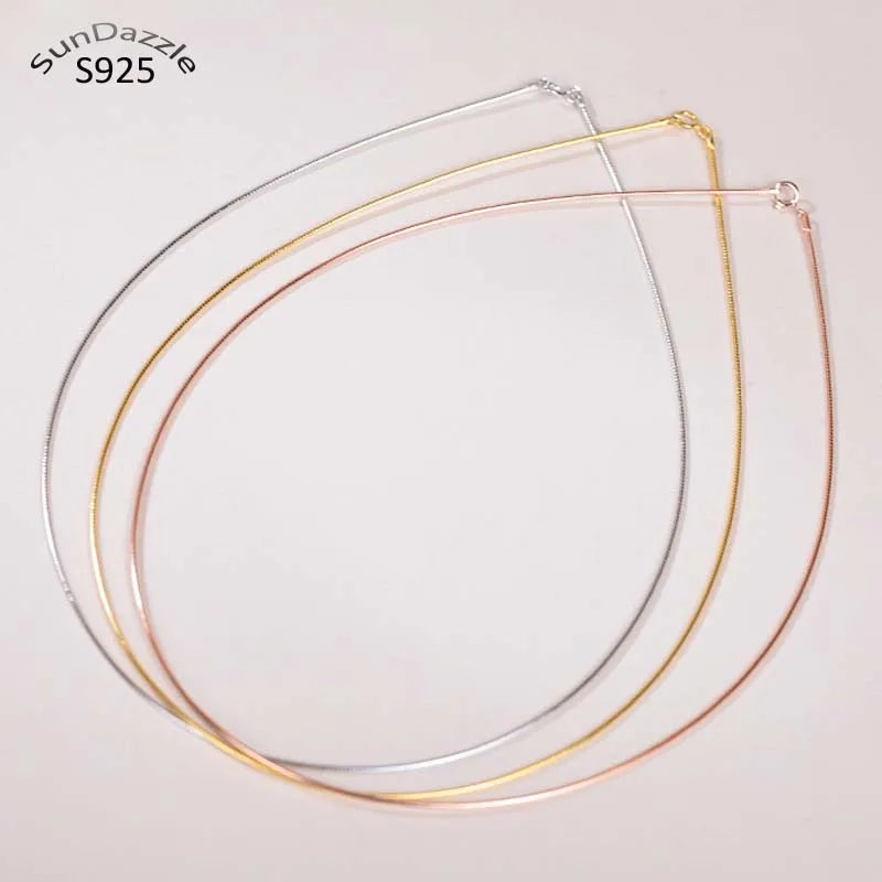 Genuine Real Pure Solid 925 Sterling Silver Necklace for Women Punk Rock Rose Gold Snake Chains Jewelry Female Necklaces Choker