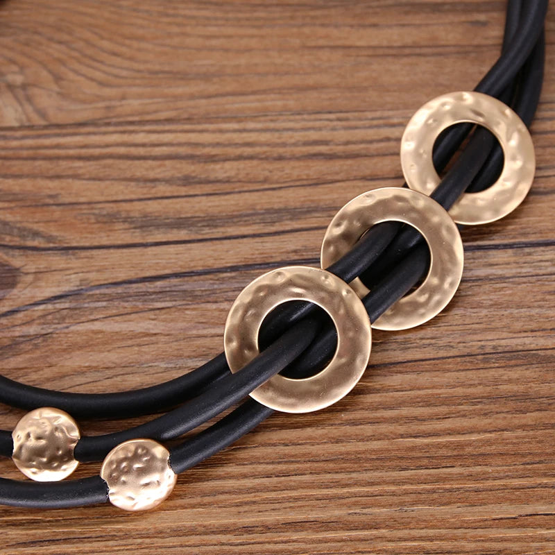 STRATHSPEY Fashion New Long Irregular Copper Tube Necklace For Women Statement Chunky Multi Lay Jewelry