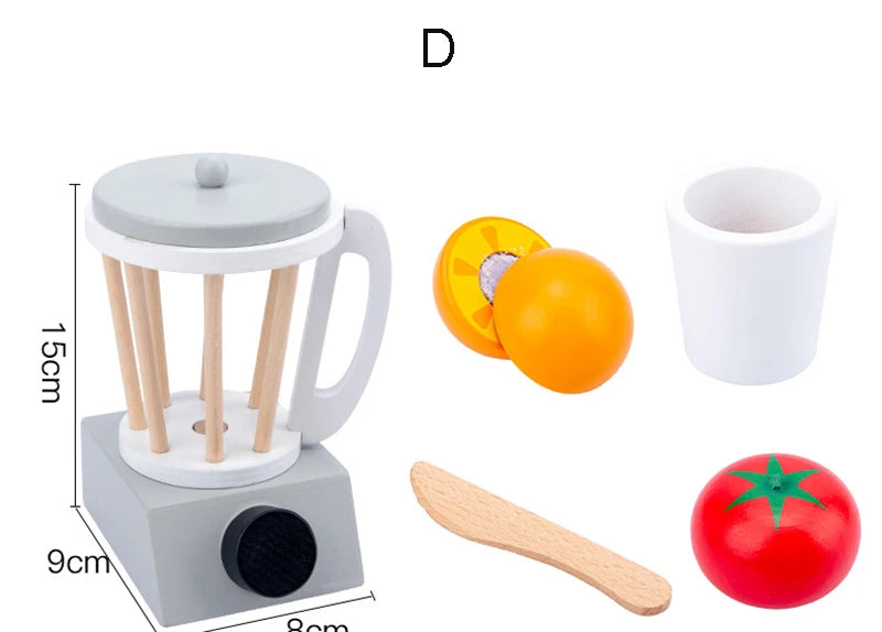 Wooden Kitchen Pretend Play Toy Simulation Wooden Coffee Machine Toaster Machine Food Mixer Baby Early Learning Educational Toys