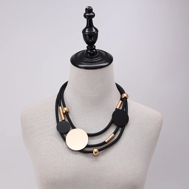 STRATHSPEY Fashion New Long Irregular Copper Tube Necklace For Women Statement Chunky Multi Lay Jewelry