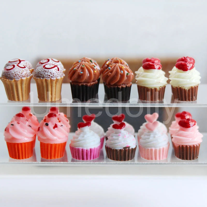 4PCS 1/12 Miniature Dollhouse Cupcake Mini Cake Pretend Play Doll Food Kitchen Toy Accessories