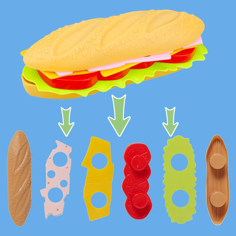 Children Pretend Simulation Food Toys Baby Play House Hamburger Hot Dog French Fries Kitchen Set Toys Fast Food Educational Toys