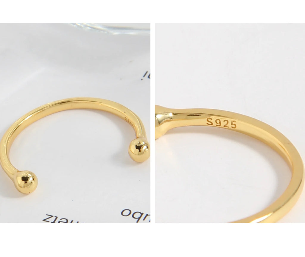 F.I.N.S Minimalist S925 Sterling Silver Geometric Small Bead Open Line Ring Stacking Knuckle Adjustable Finger Rings Fine Jewels