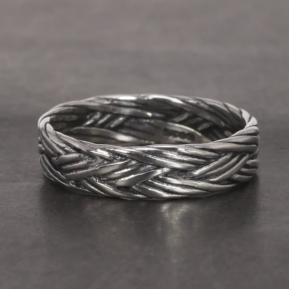 Viking Jewelry 925 Sterling Silver Braided Ring For Men And Women Couple Wedding Bands for Lovers