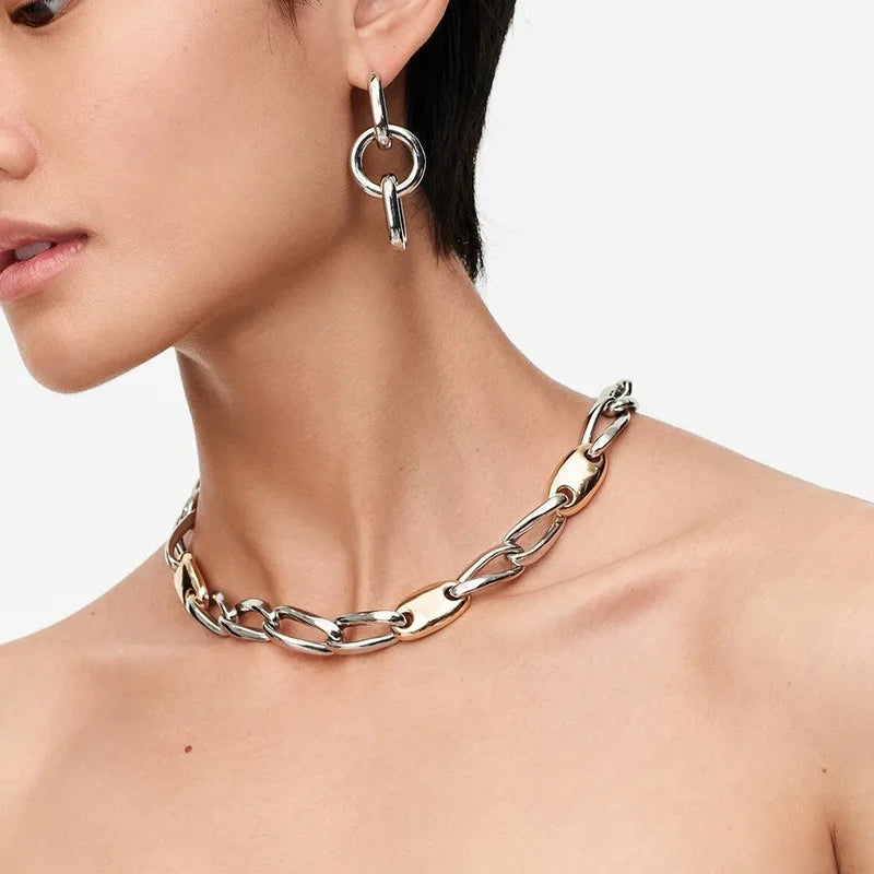 STRATHSPEY Fashion New Long Irregular Copper Tube Necklace For Women Statement Chunky Multi Lay Jewelry
