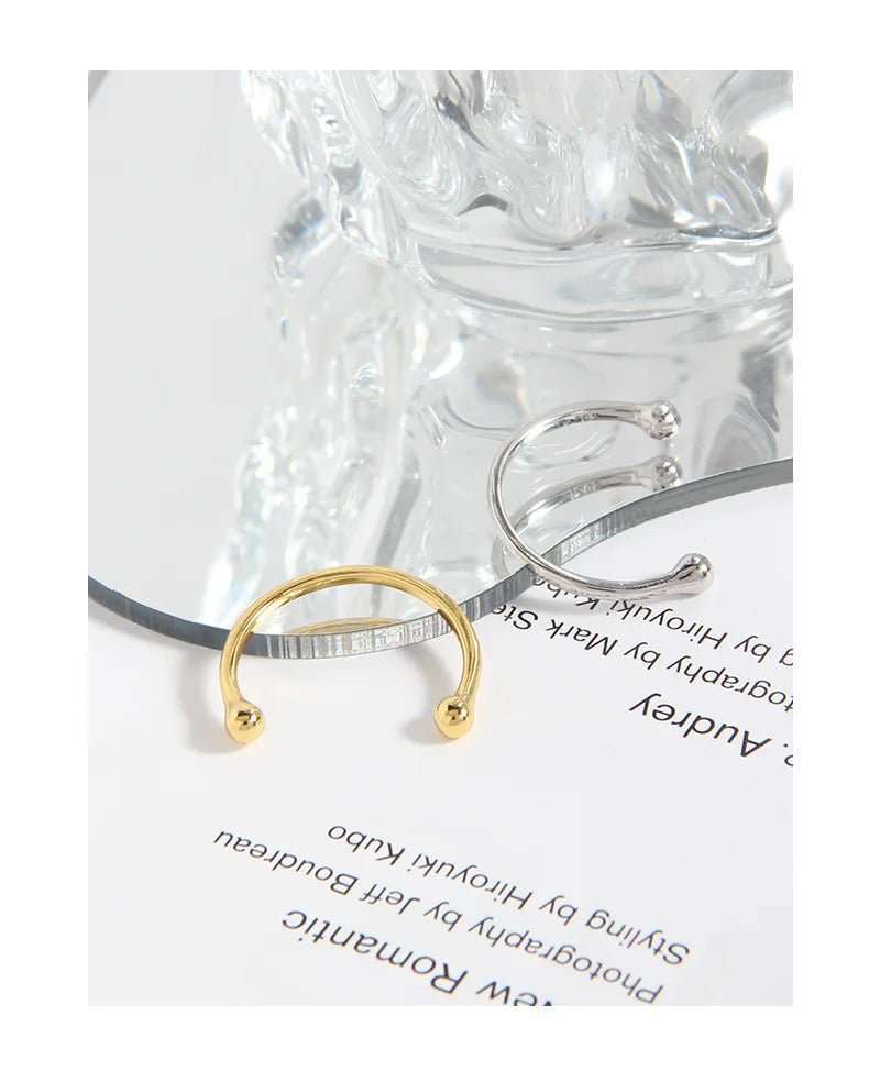 F.I.N.S Minimalist S925 Sterling Silver Geometric Small Bead Open Line Ring Stacking Knuckle Adjustable Finger Rings Fine Jewels