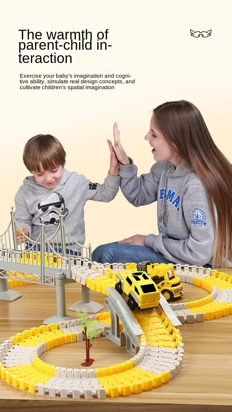 DIY Rail Track Sets Car Race Magic Brain Game Flexible Curved Creates Vehicles Toys Play Game Train Railroad for Child's Gifts