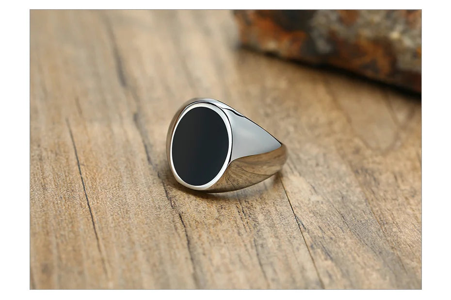 Vnox Gothic Punk Rings for Men Signet Rings Round Square Top Stamp Finger Band Chunky Boys Teens Rock Jewelry Fraternal Rings
