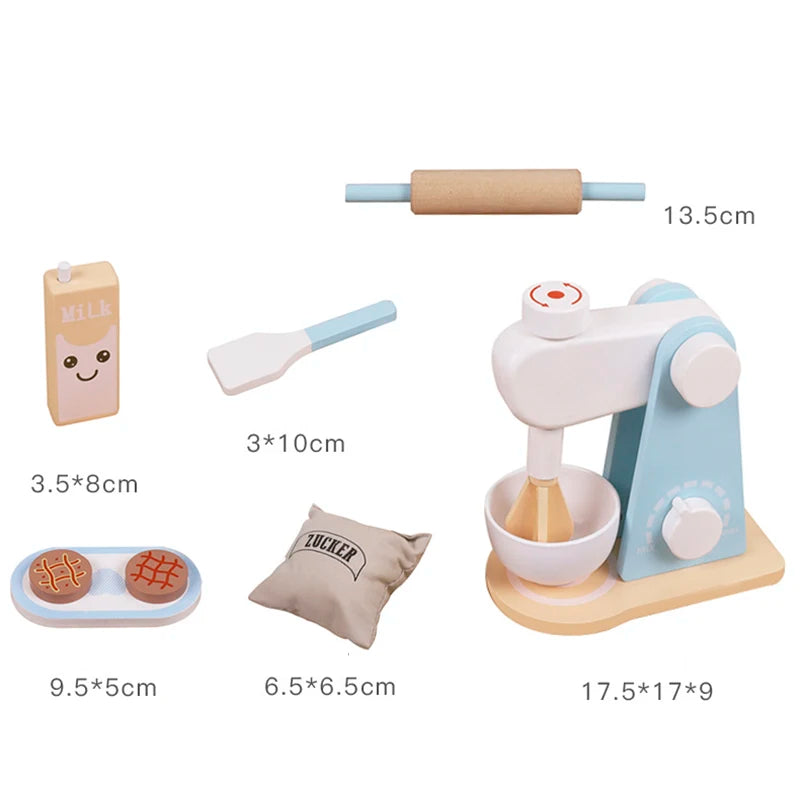 Wooden Kitchen Pretend Play Toy Simulation Wooden Coffee Machine Toaster Machine Food Mixer Baby Early Learning Educational Toys