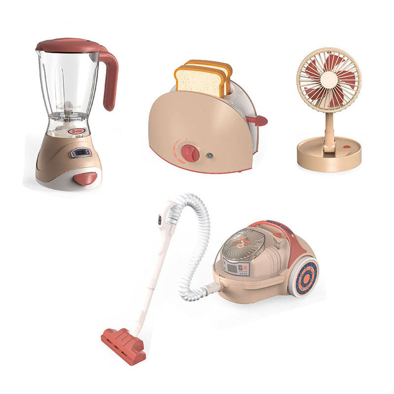 Kids Pretend Kitchen Play Toys Electric Vacuum Cleaner Water Sweeper Household Juicer coffee Washing Machine with Light Sound