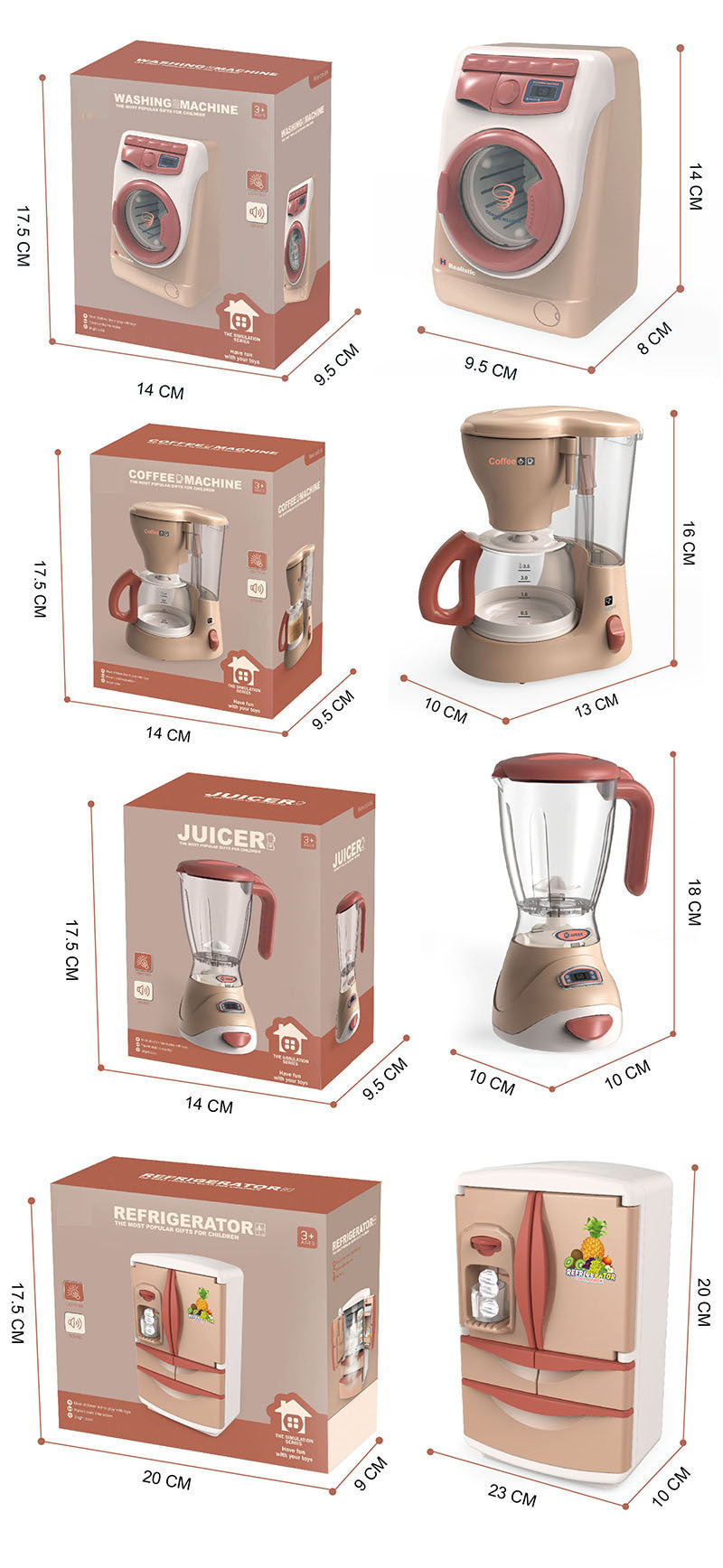 Kids Pretend Kitchen Play Toys Electric Vacuum Cleaner Water Sweeper Household Juicer coffee Washing Machine with Light Sound