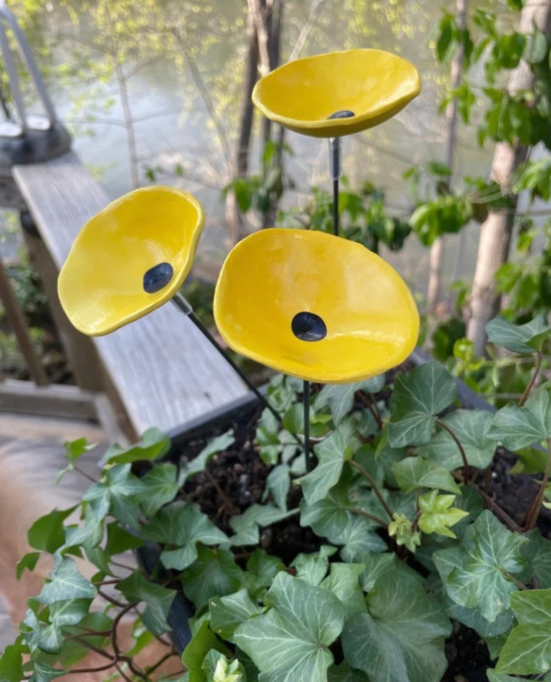 2Pcs Vibrant Floral Bee Water Station with Beads Outdoor Garden Insect Butterfly Drinking Cup Hummingbird Feeder Yard Art Decor