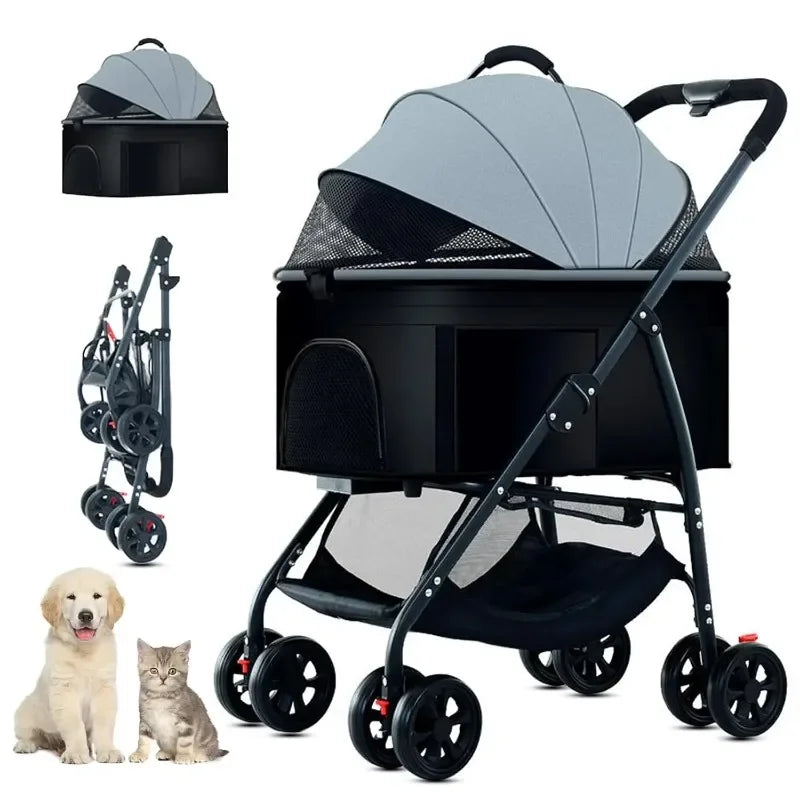 Foldable Pet Car Strollers 3in1 Outdoor Cart Specifically Designed for Walking Dogs Infants Medium-sized Small Dogs Cats