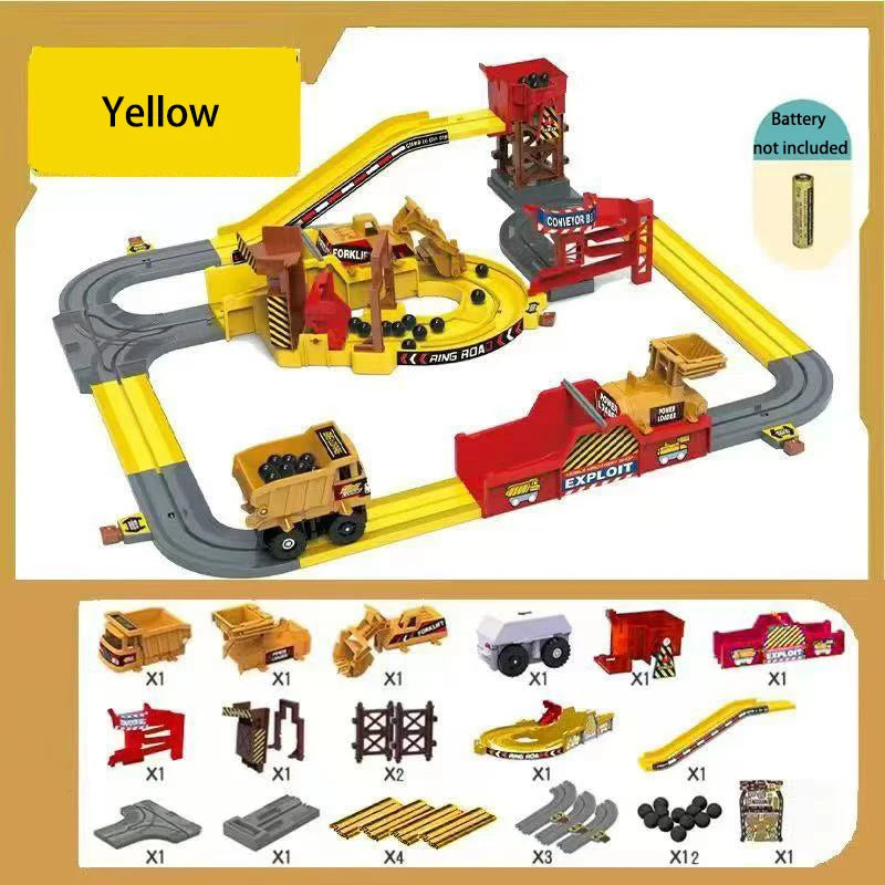 Adventure Powered Mine Cart Track Racing Rail Set Electric Engineering Vehicle Toy Educational Railway Adventure Family Gift Kid