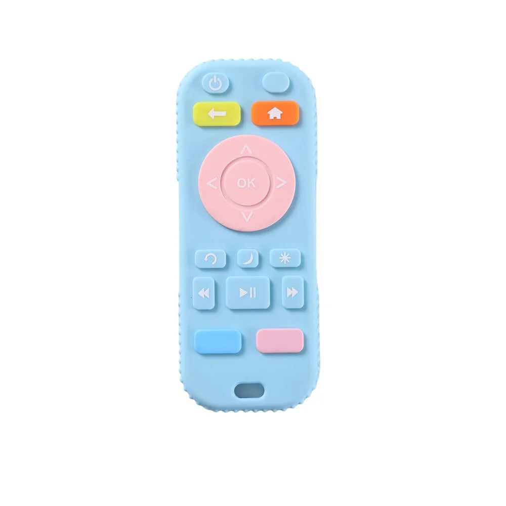 Baby silicone remote control teether baby anti-eating hand teething stick cartoon soothing bite toys