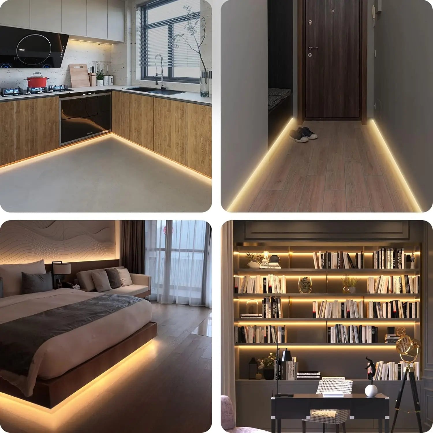 Suspended bed sensor LED light strip, low voltage 5V, USB powered, 1m to 20m, can be cut to any length, with a human body sensor switch that turns on when someone approaches. Night mode/day mode/constant light mode, su