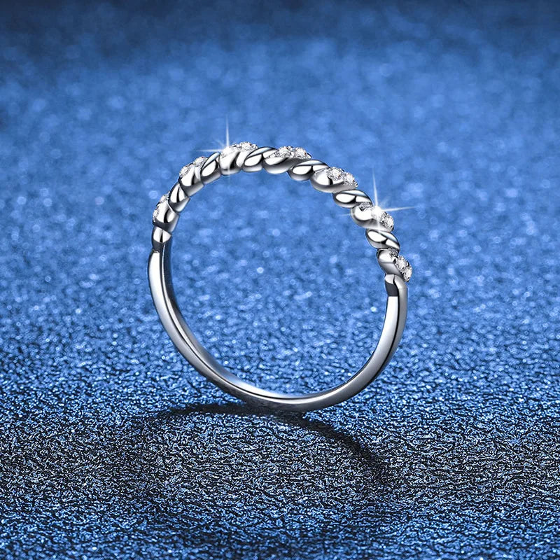 5 Stone Moissanite Wedding Rings Round Brilliant Cut Half Eternity Band 925 Silver 3mm Lab Diamond Wedding Ring for Women Men
