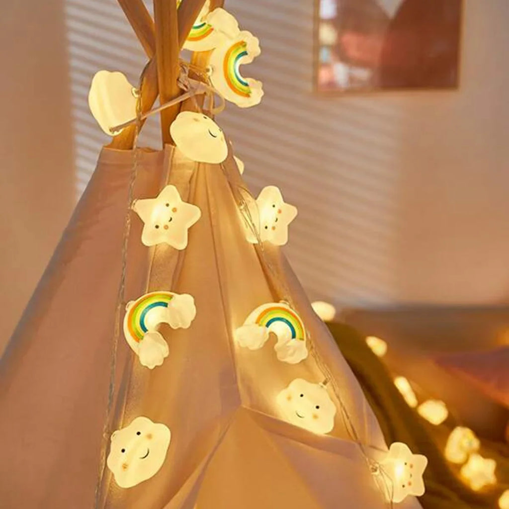 1PACK Rainbow&Star&Cloud String Lights LED Decorative Fairy Light Battery Powered Lights Twinkle Lights For Party Bedroom Decor