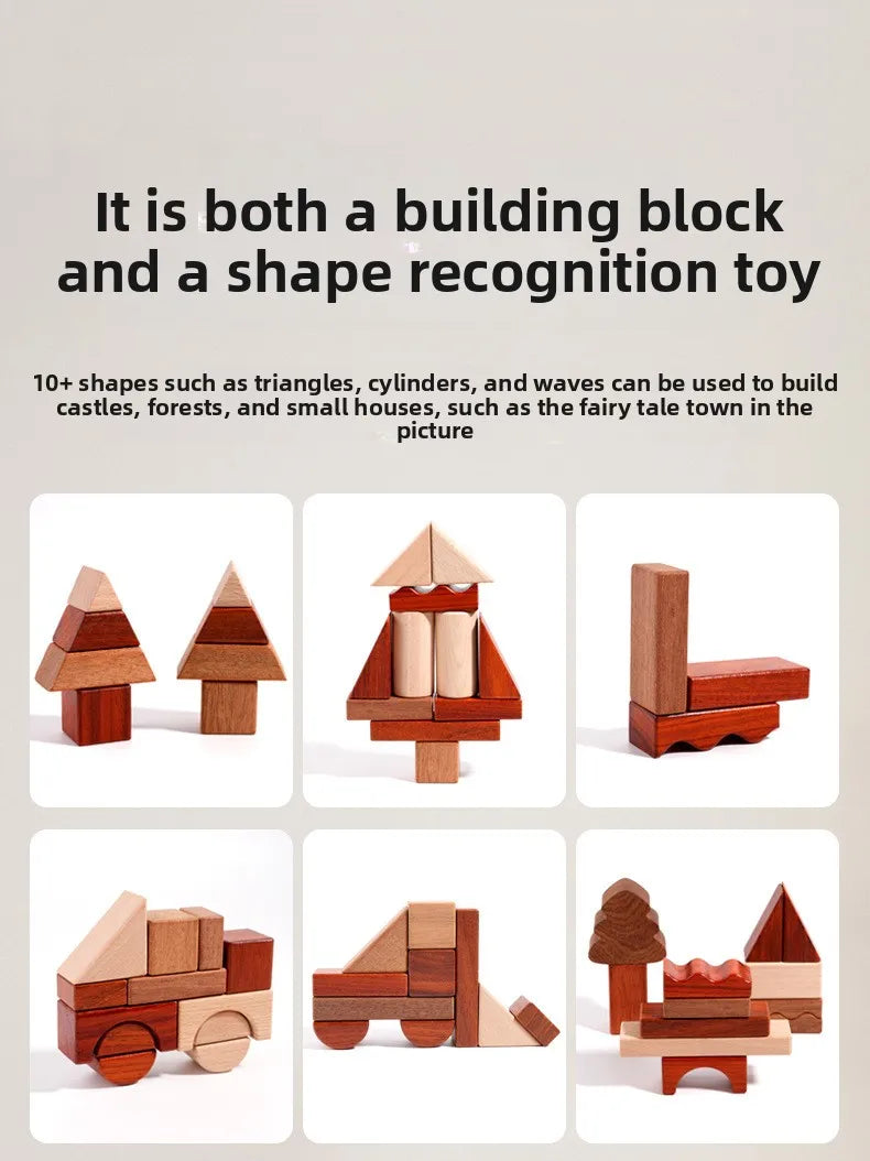 Kawaii 100Pcs Unpainted Beech Wooden Large Building Blocks Toddler Stacking Construction Preschool Educational Gift