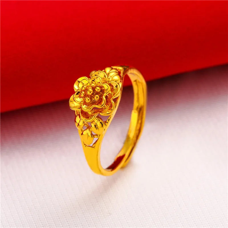 ANIID Dubai Gold Color Ring For Women Resizable Brazilian Wedding Bride Arabic Ethiopian Finger Ring Nigerian Jewellery Moroccan