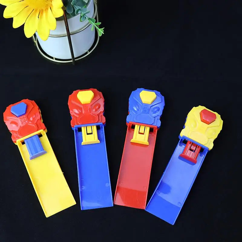4Pcs Christmas Birthday Gift For Boys Kids Mini Plastic Track Launcher Competitive Racing Game Developing Fine Motor Skills