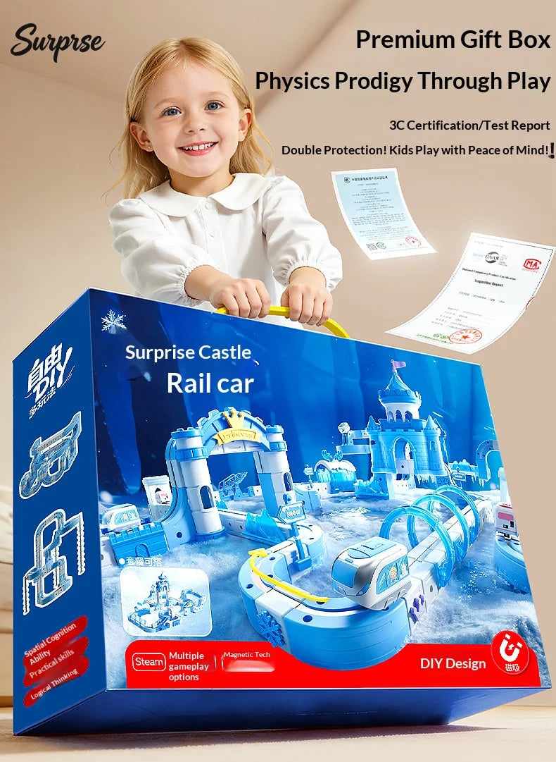 Magnetic Race Track Building Blocks Set DIY Assembled Castle Track Car Toy Creative Magnetic Track Vehicle Construction Kit