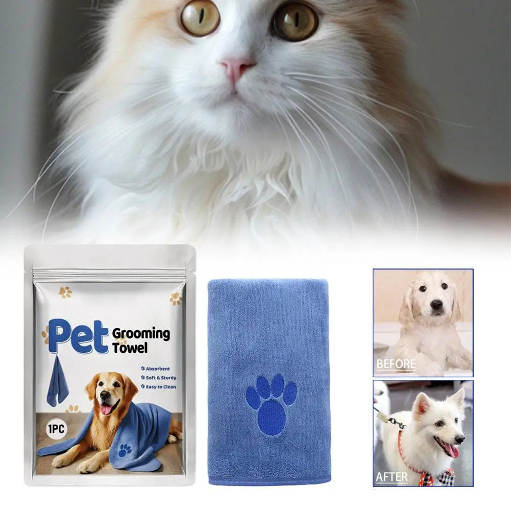 Embroidered Super Soft Towel For Cat Dogs ﻿ Quick-Drying Microfiber Pet Towel Absorbent Bath Towel Pet Grooming Supplies