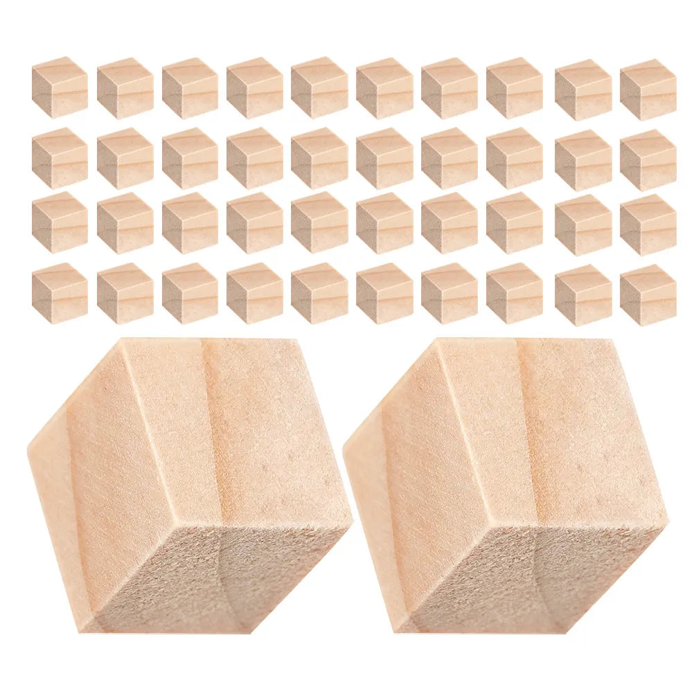 200Pcs Wooden Blocks Pine Unfinished Craft Cubes for DIY Family Activities Educational Geometry Play Counting Natural
