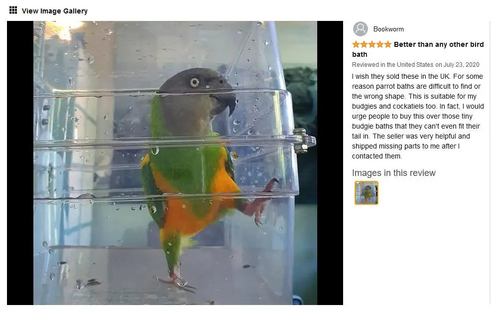 Colorday Large Fully Transparent Bird Bath for Cage, Parrot Shower for Birds Bathtub Swimming Pool Box Supplies Accessories