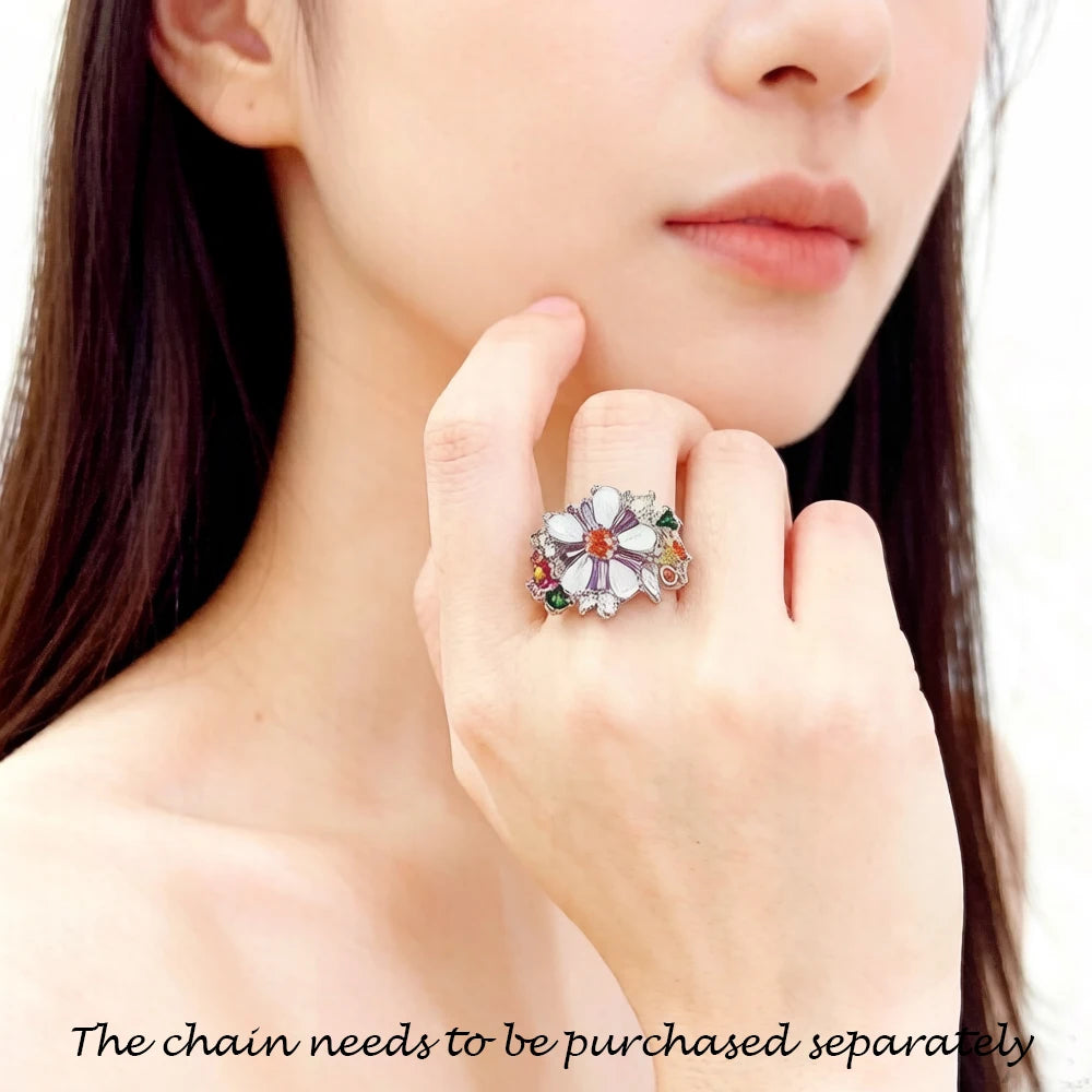 Colourful Flowers Ring 2023 Brand New Fine Jewerly Bohemia 925 Sterling Silver Gift For Women