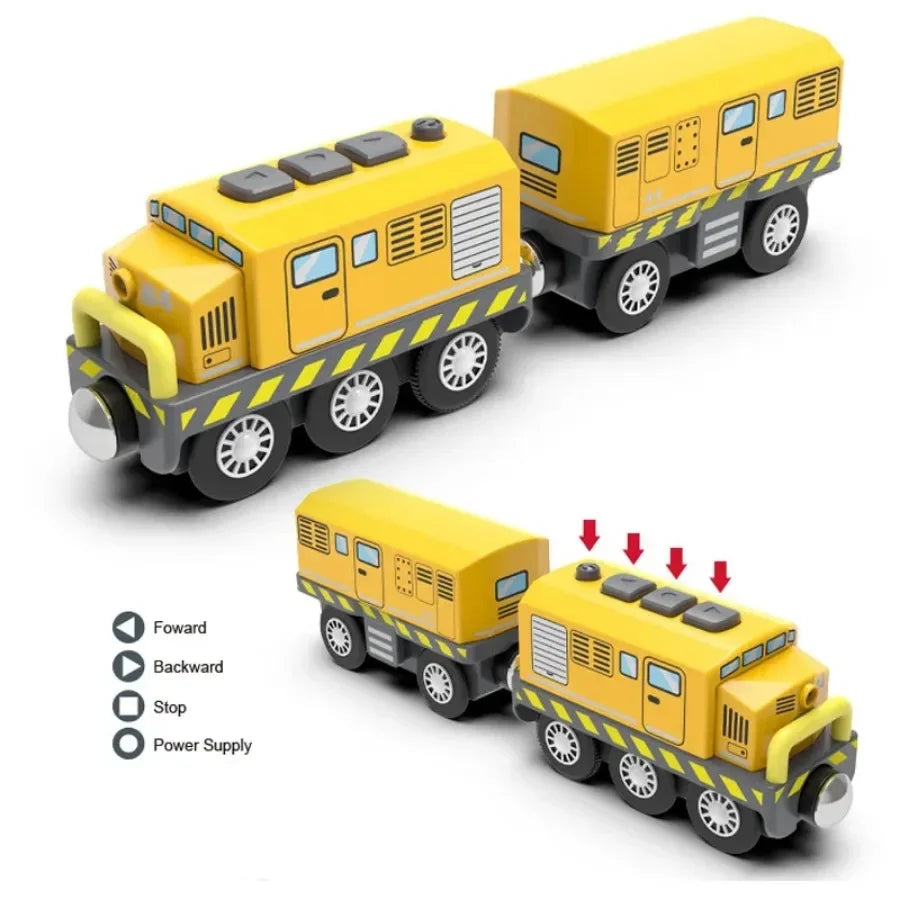 Kid Magnetic Electric Train Car Locomotive Wooden Track Slot Diecast Railway Track Children's Educational Toys Gifts