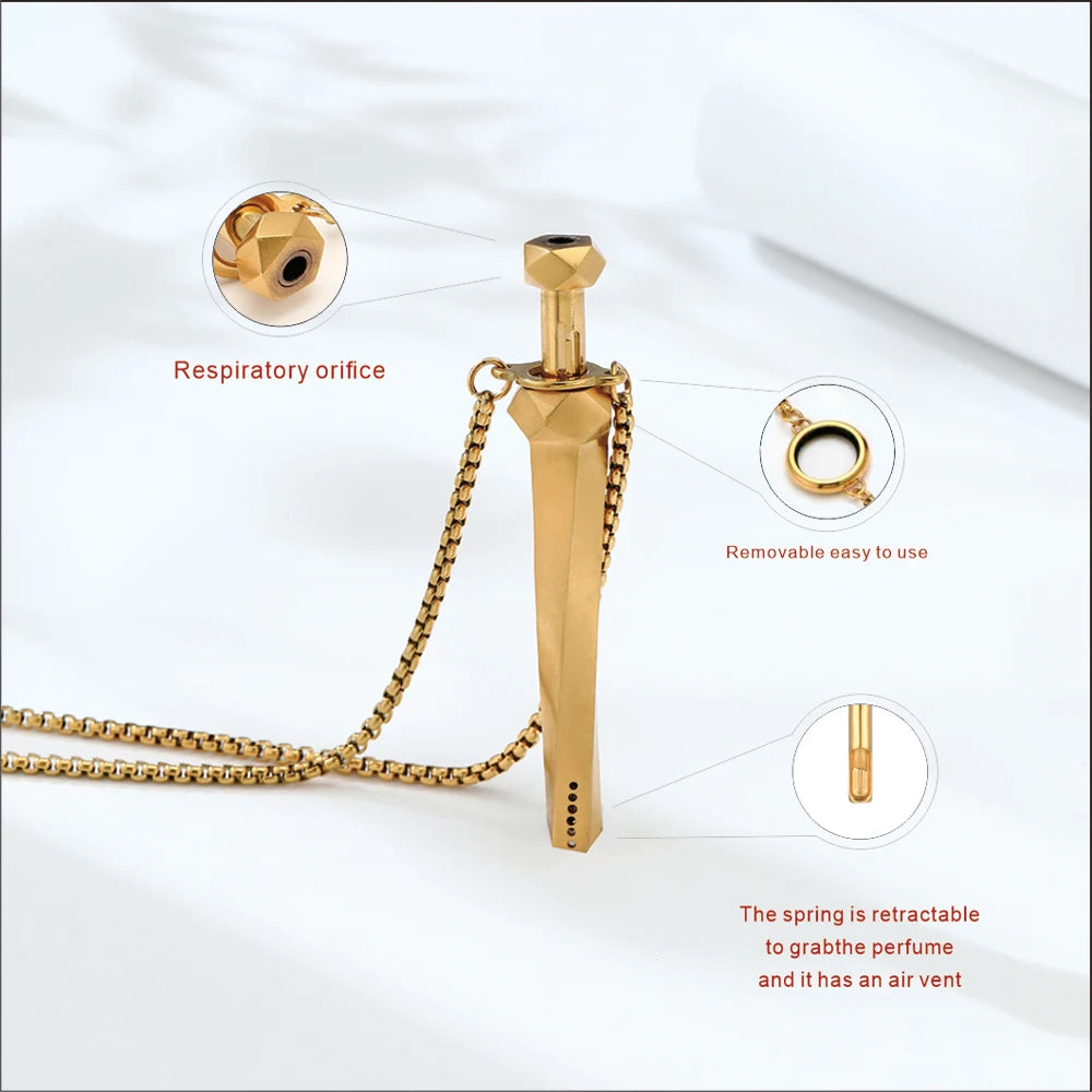 Geometric Cut Breathing Necklace: 2-in-1 Spring Telescopic Straw for Anxiety Relief, Stress Relief & Mindfulness