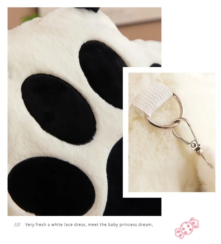 Kawaii White Puppy Cat Paw Plush Backpack Adjustable Straps Funny Dog Big Capacity Soft Stuffed Animals Bags for Girls Women