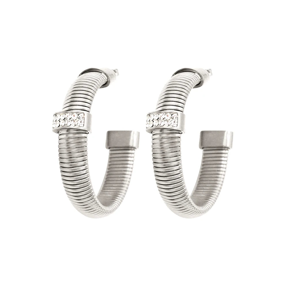 High Quality Cross Cuff Stainless Steel Jewelry Set Personalized Spiral Texture 18K Gold Plated Arm Neck Bijoux Waterproof